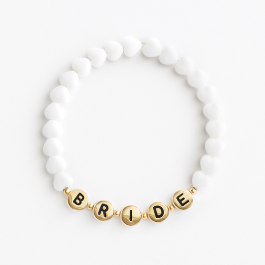 The White Glass Hearts with Spacers Bracelet