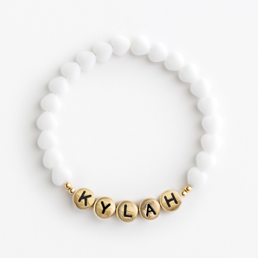 The White Glass Hearts Bracelet