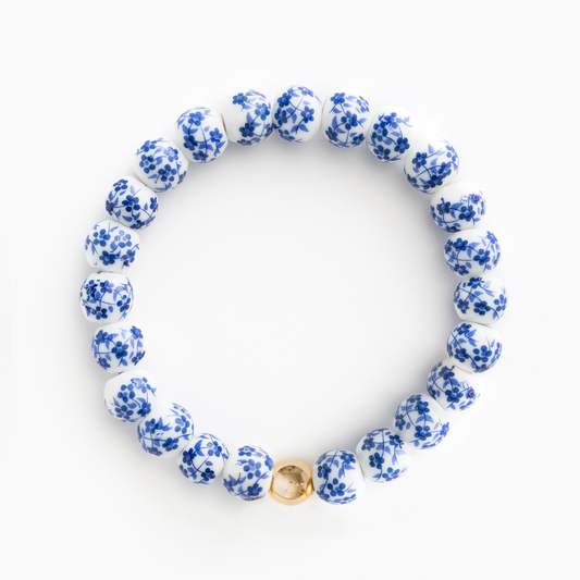 Blue Porcelain Floral Stacker