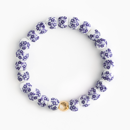 Purple Porcelain Floral Stacker